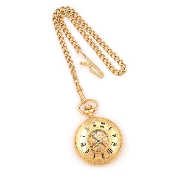 Charles Hubert Gold Finish White Dial 48mm Pocket Watch - Picture 4 of 5